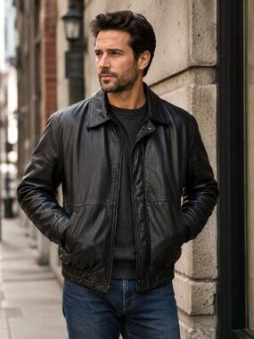 Peerless Garments Leather Bomber Jacket Black Quilted L Canada LG
